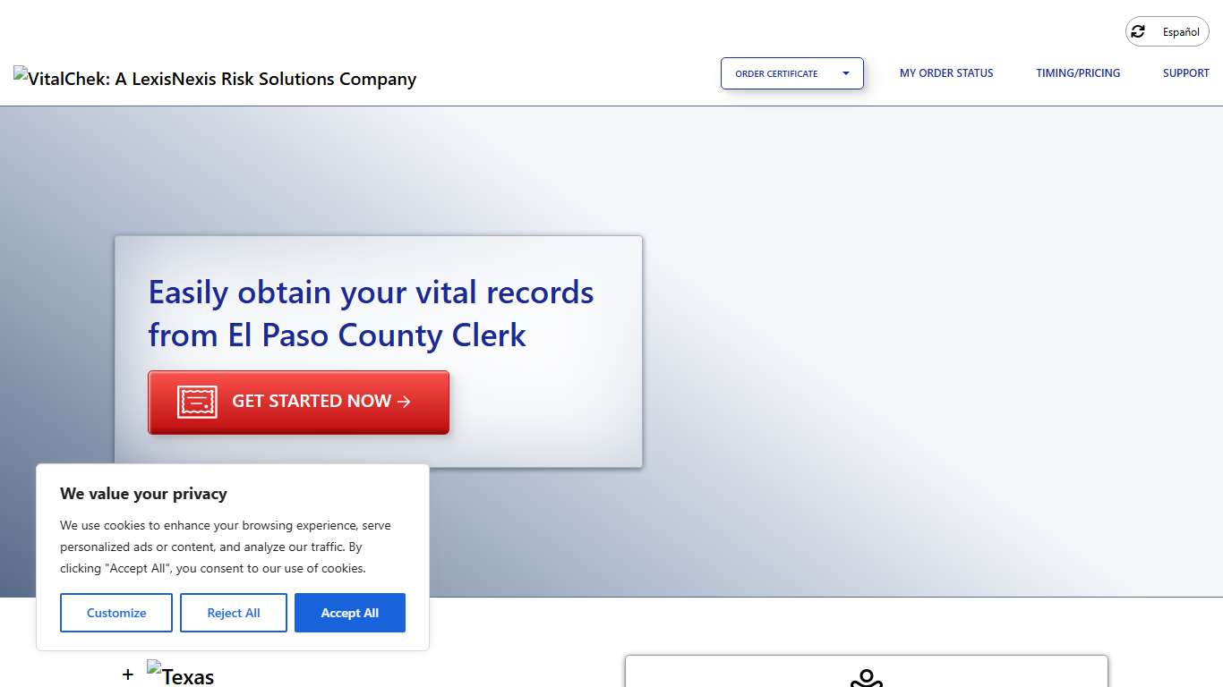 El Paso County Clerk (TX) | Order Certificates - VitalChek